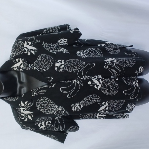 Erika 90’s vintage Hawaiian pineapple print button front blouse sz large petite - Picture 1 of 8